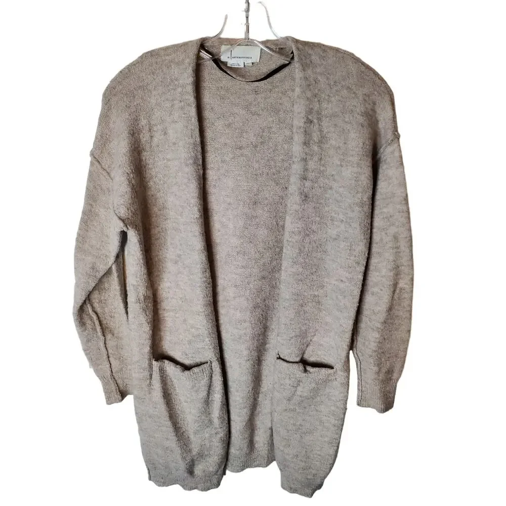 Anthropologie Tan Open Front Cardigan Sweater, XS